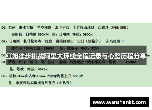 红姐徒步挑战阿里大环线全程记录与心路历程分享